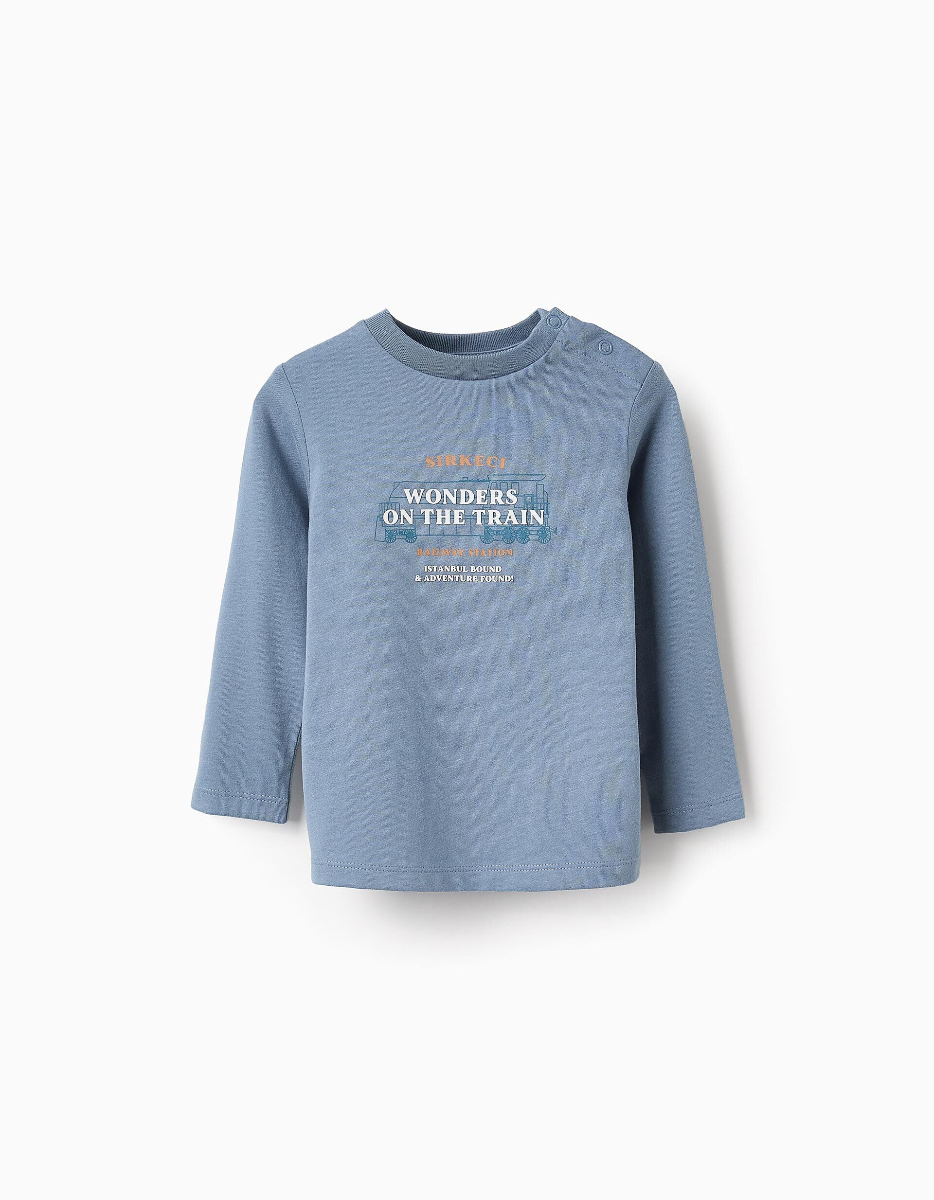 Long-sleeved T-shirt for Baby Boys 'Train', Blue | Saudi Arabia