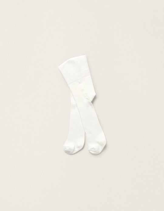High-Waisted Tights for Newborn Babies, White