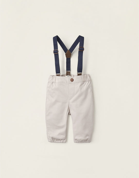 PANTS TWILL, LIGHT GREY, 9/12M