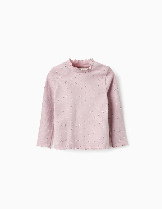 Ribbed Floral Jumper for Baby Girls, Pink