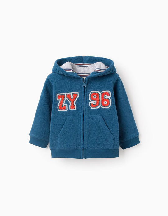 Hooded Polar Jacket for Baby Boys 'ZY', Turquoise