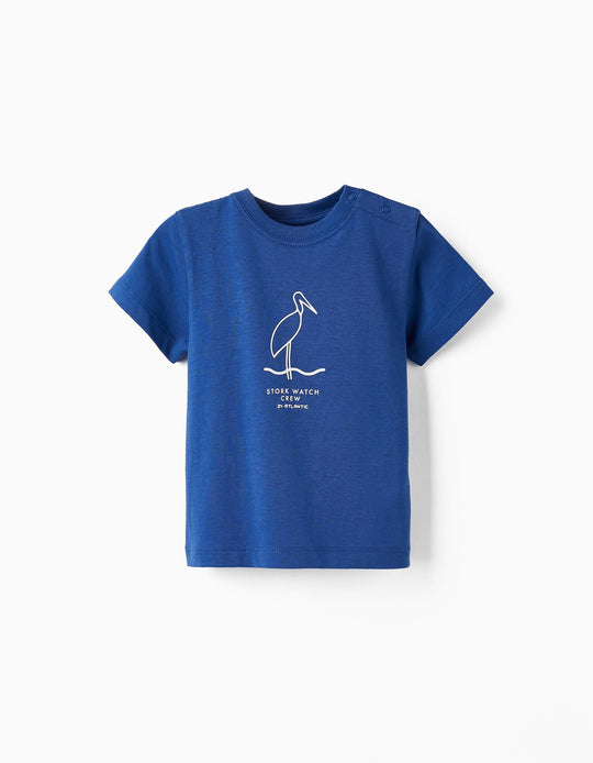 Cotton T-Shirt for Baby Boys 'Stork Watch Crew', Blue