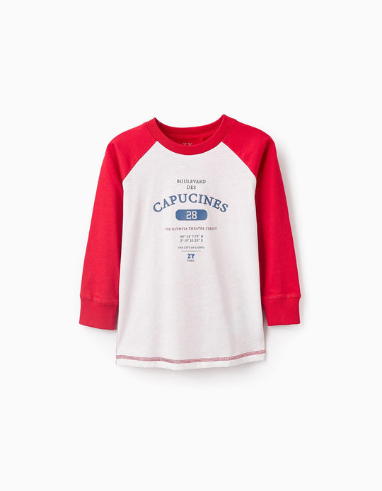 Long-sleeved T-shirt for Boys 'ZY Paris', Red/White