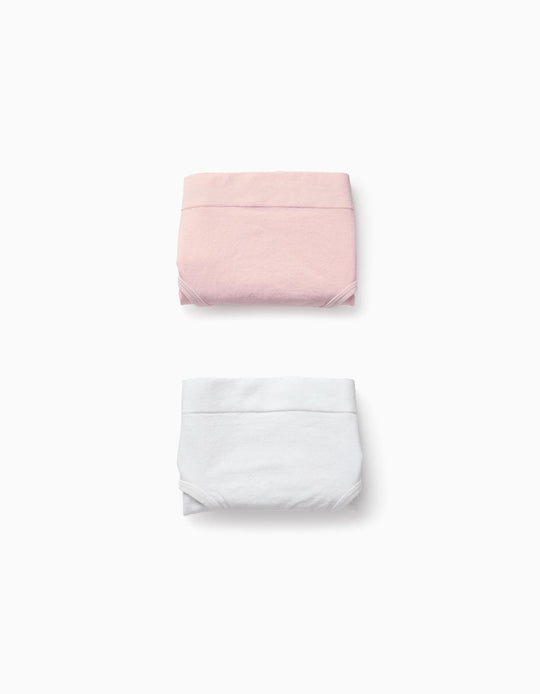 Pack of 2 Hipster Briefs in Microfiber for Girls, White/Pink