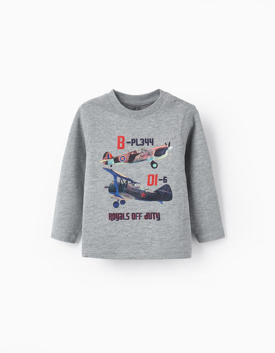 Cotton T-shirt for Baby Boys 'Royals off Duty', Grey