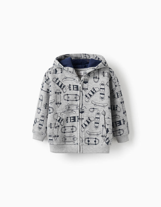 كارديغان بغطاء رأس للأولاد الرضع "سكيت"، رمادي