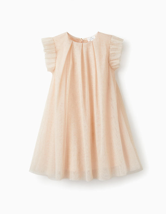 Dress in Tulle and Cotton for Girls 'Special Days', Light Pink