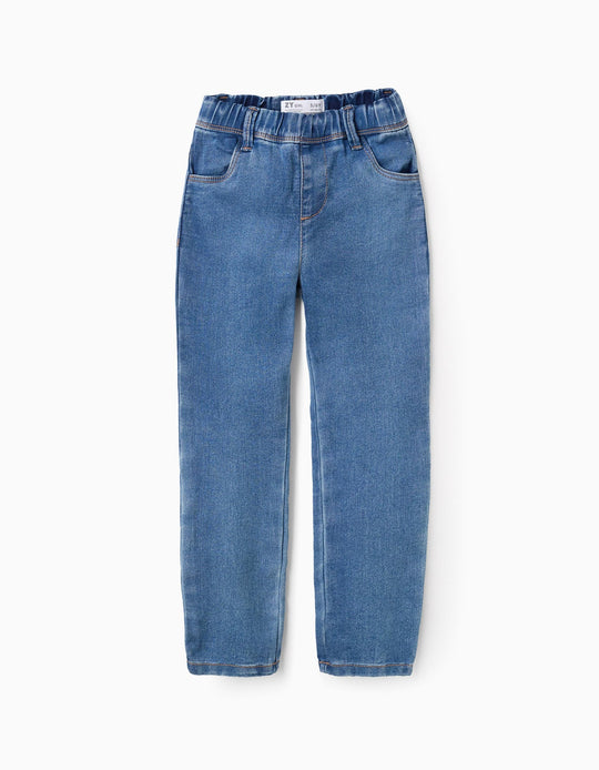 Denim Jeggings with Adjustable Waist for Girls, Blue