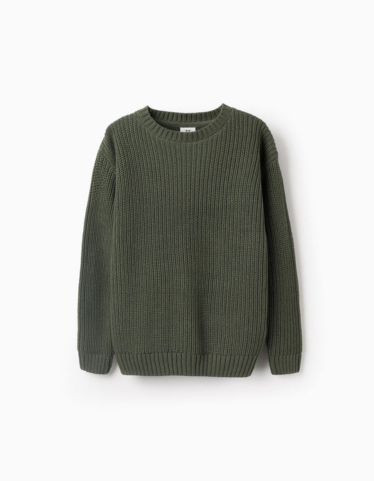 Thick Cotton Jumper for Boys, Green