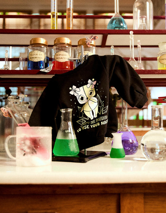 Glow in the Dark Sweatshirt for Baby Girls 'Voodoo Doll', Black