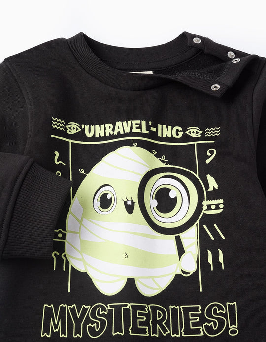 Glow in the Dark Sweatshirt for Baby Boys 'Mummy', Black