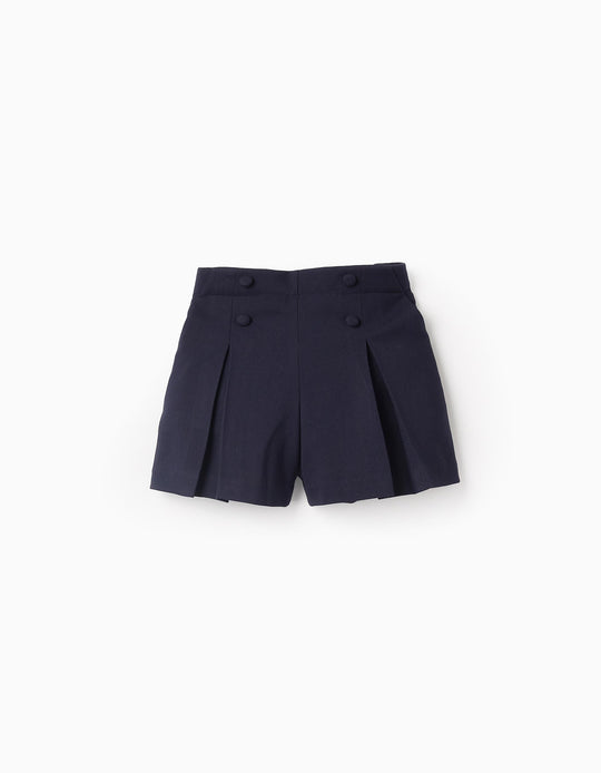 Pleated Shorts for Girls 'B&S', Dark Blue