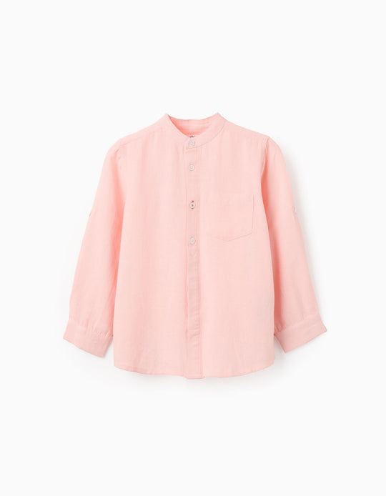 قميص بياقة ماو للأولاد، وردي