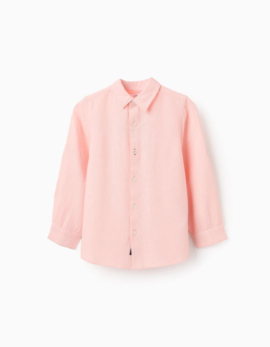 قميص من الفيسكوز والقطن والكتان للأولاد، وردي
