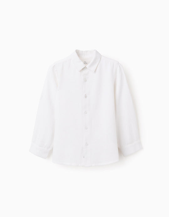 Viscose, Cotton and Linen Shirt for Boys, White