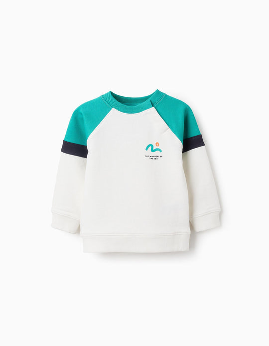 Sweatshirt with Colourblock for Baby Boys 'Sea', White/Blue/Green