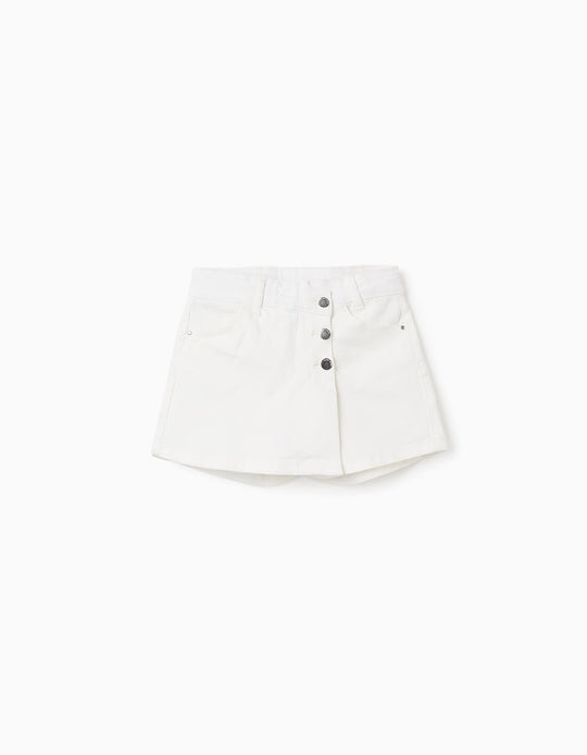 Twill Skort for Girls, White