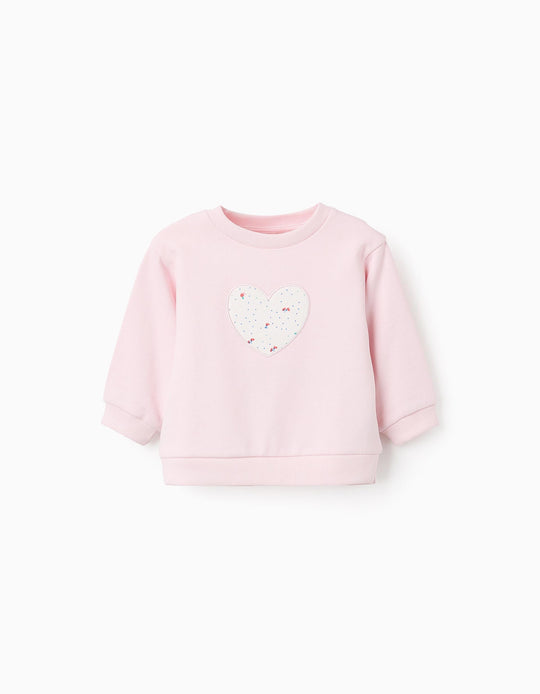 Cotton Sweatshirt for Baby Girls 'Heart', Pink