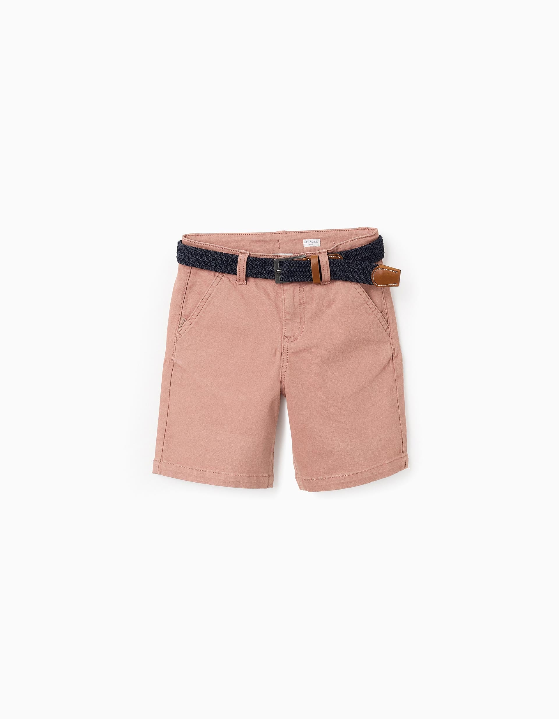 Twill Shorts with Belt for Boys 'Midi', Brown/Dark Blue | Ziddy KSA