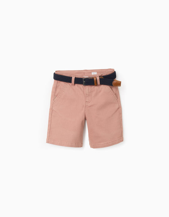 Twill Shorts with Belt for Boys 'Midi', Brown/Dark Blue