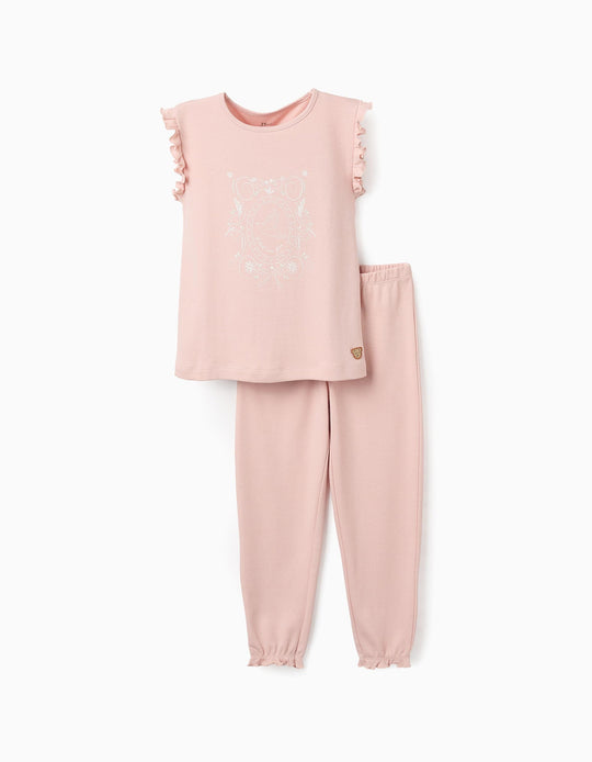 Cotton Pyjama Set for Girls 'Swallow', Pink