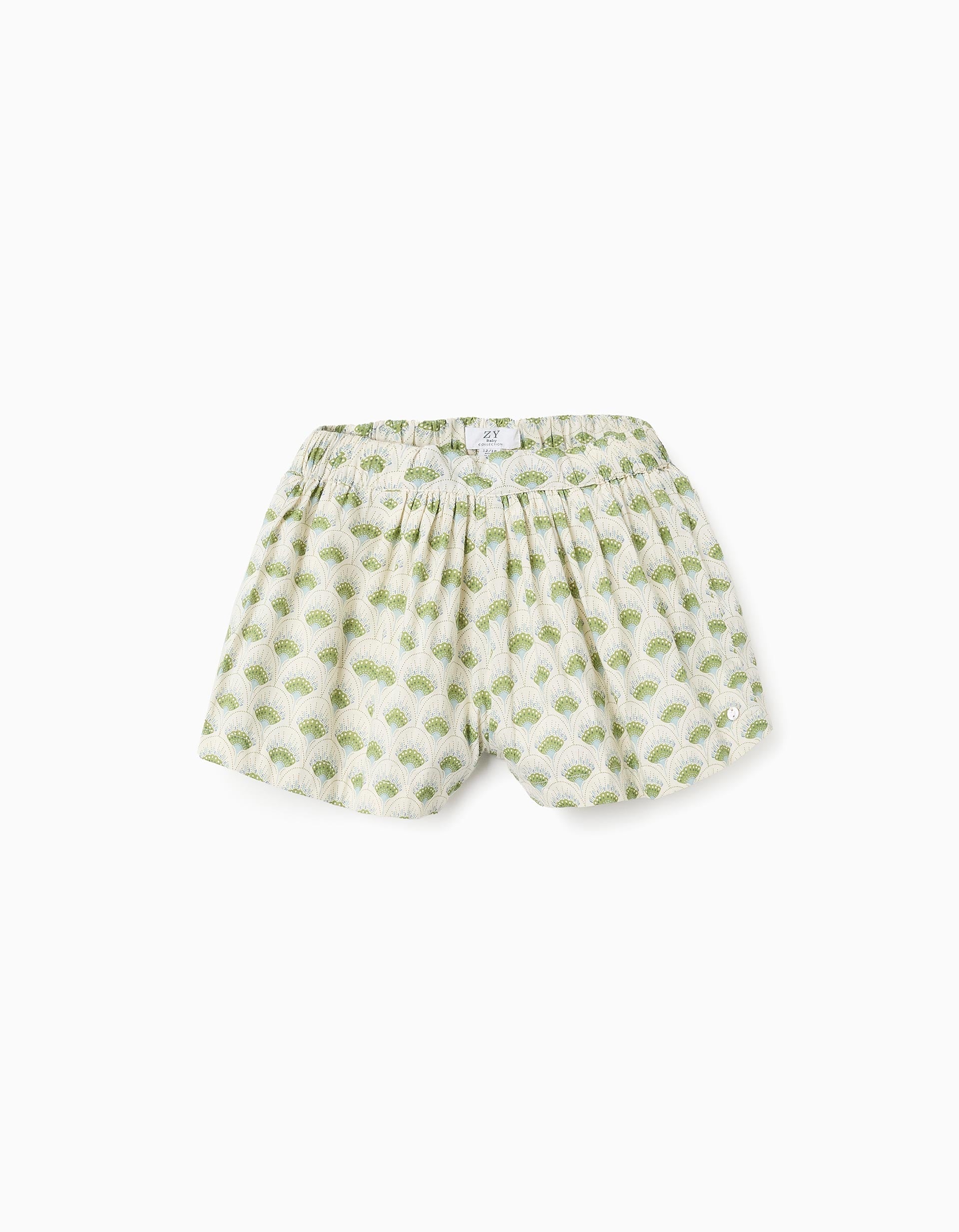 Floral Patterned Shorts for Baby Girls, Beige/Green | La vie en Rose | KSA