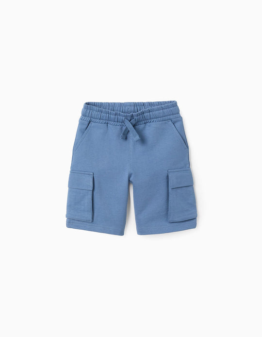 Sweat Shorts with Cargo Pockets for Boys, Blue