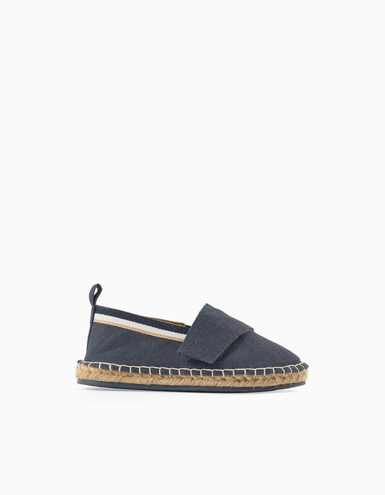 Linen Espadrilles with Jute for Baby Boys, Dark Blue