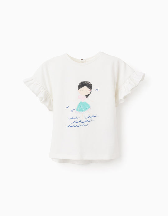 Cotton T-shirt for Baby Girls '7 Skirts', White