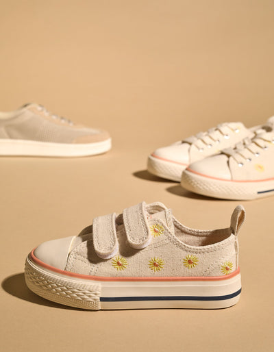 Trainers with Flowers for Baby Girls '50's Sneakers', Beige