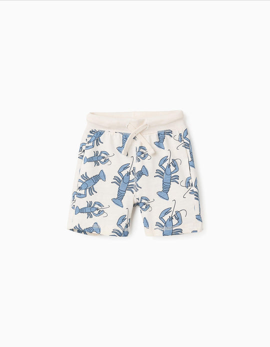 Cotton Shorts with Motif for Baby Boys 'Lobster', Beige
