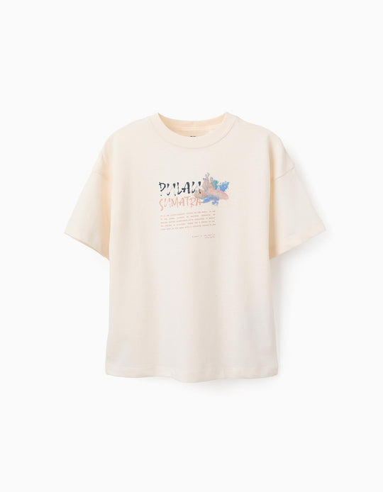 Cotton T-shirt for Girls 'Sumatra', Beige