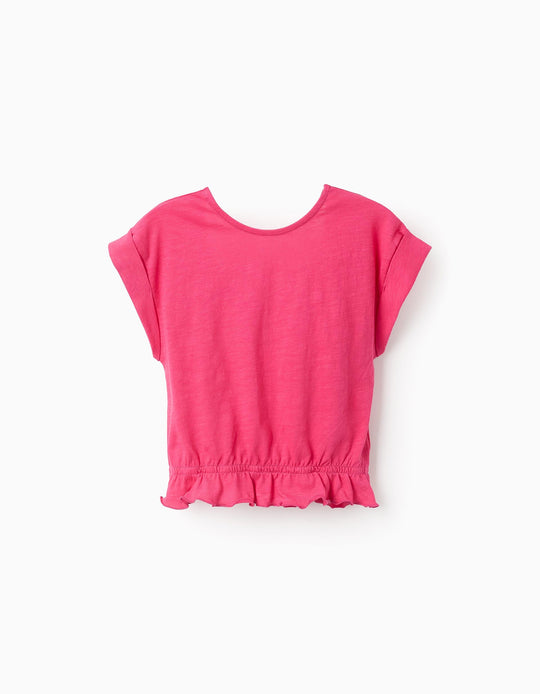 Cotton Kimono Sleeve T-shirt for Girls, Pink