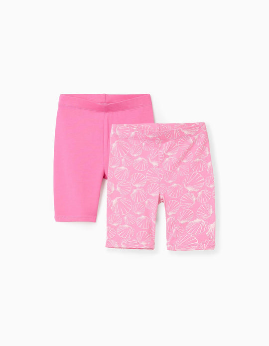 Pack of 2 Cycling Shorts for Girls 'Shells', Pink