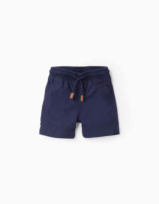 Poplin Shorts for Baby Boys, Dark Blue