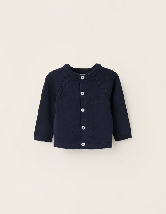 Cotton Cardigan for Newborns, Dark Blue