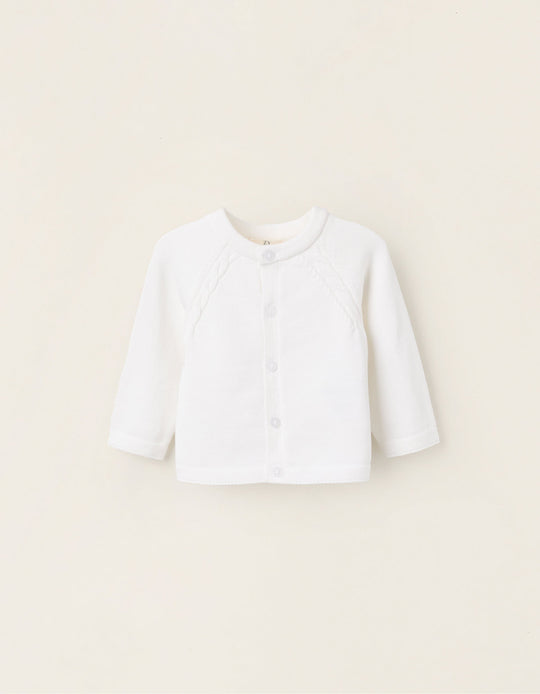 Cotton Cardigan for Newborns, White