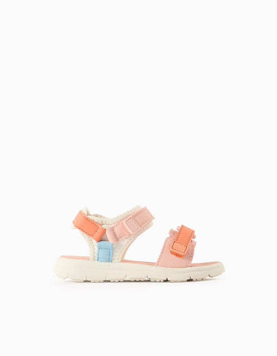 Ultralight Sandals with Touch Fasteners for Baby Girls, Coral