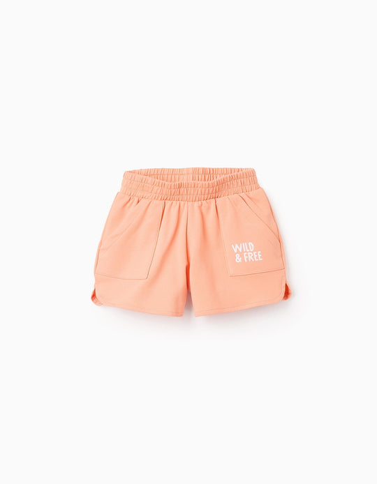 Jersey Shorts for Baby Girls 'Wild & Free', Coral