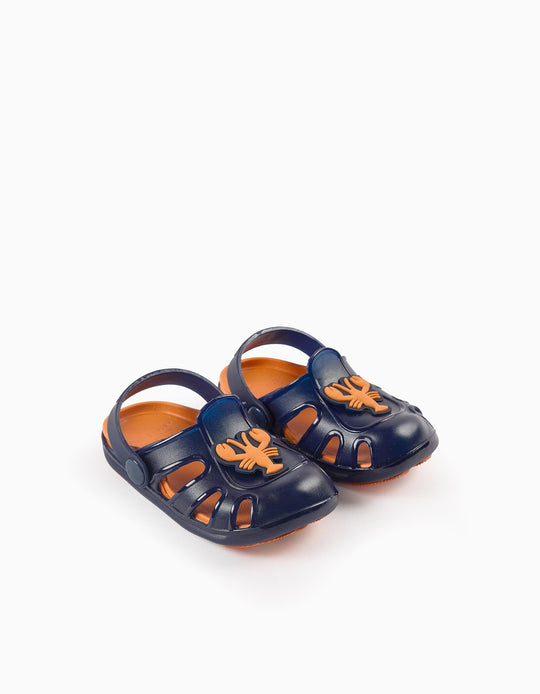 Rubber Clogs for Baby Boys 'Lobster', Dark Blue/Orange
