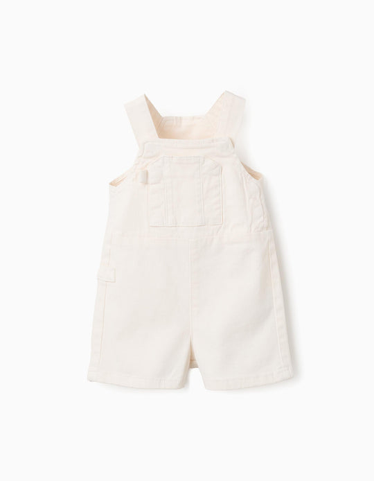 Twill Dungarees for Baby Girls, Beige