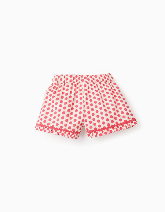 Polka Dot Shorts with Ruffles for Baby Girls, White/Red