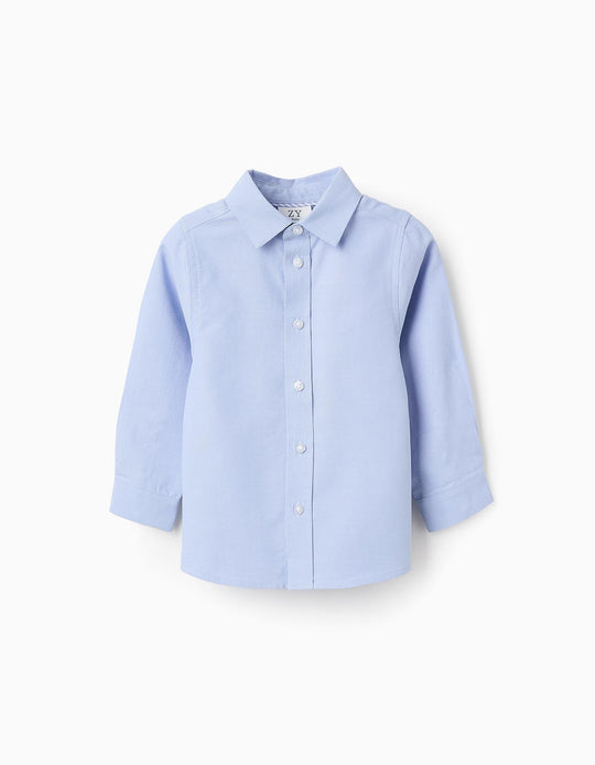 قميص أوكسفورد قطني للأولاد الرضع، أزرق