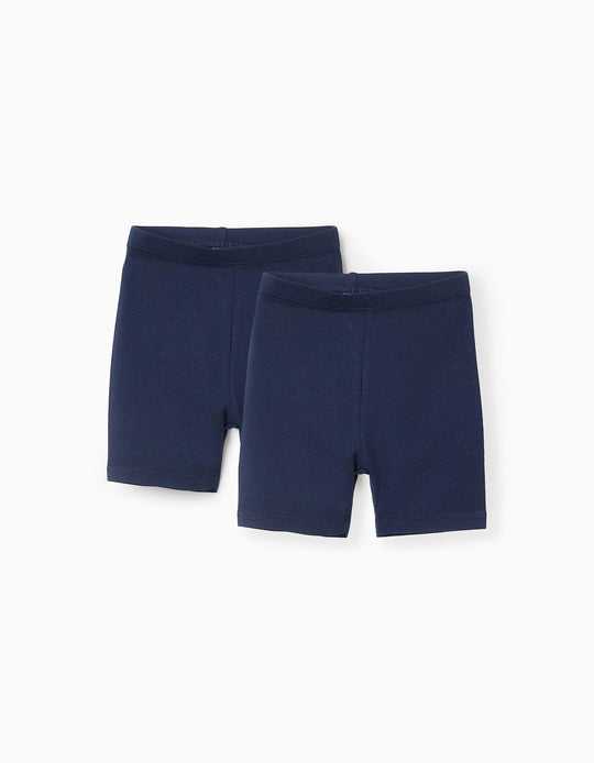 Pack of 2 Cycling Shorts for Baby Girls, Dark Blue