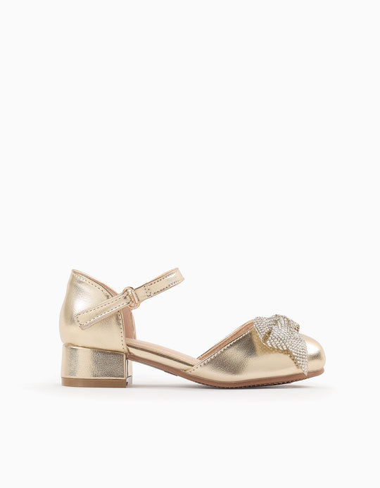 Sparkly Shoes with Heel for Girls, Gold