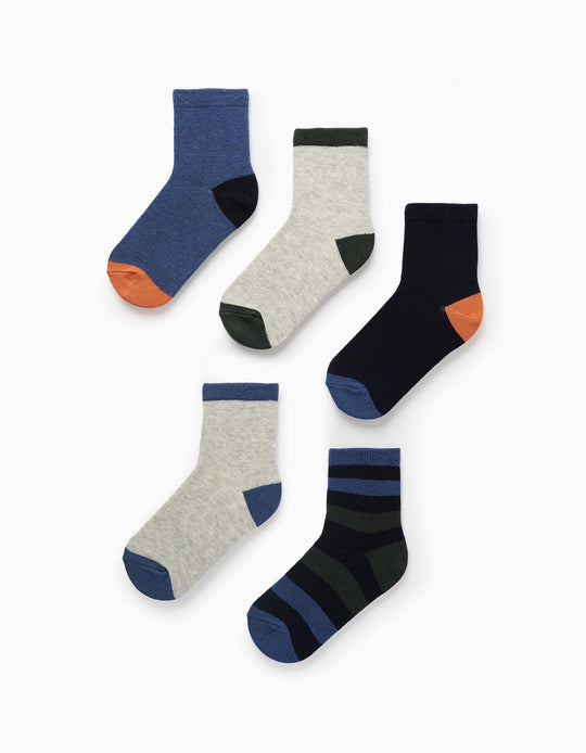 Pack of 5 Pairs of Socks for Boys 'Stripes', Multicolour