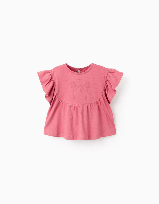 Cross-Stitch Printed T-shirt for Baby Girls, Pink