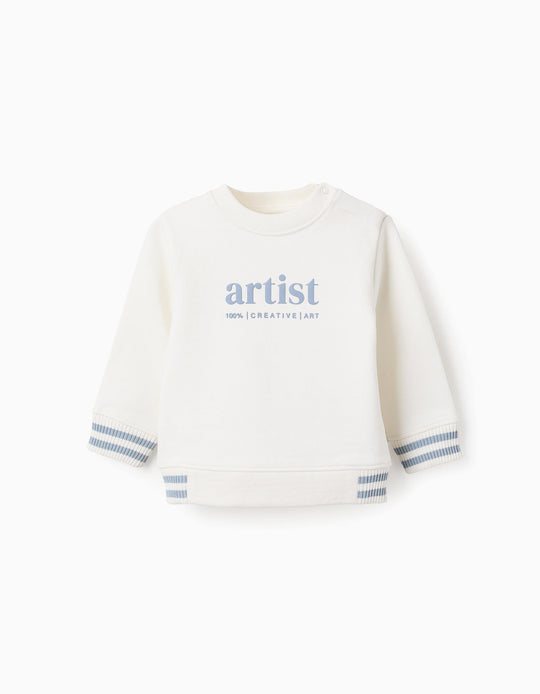 سويت شيرت قطني للمواليد الأولاد Artist، أبيض