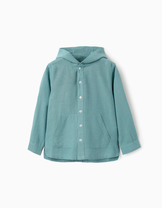 قميص بقبعة للأولاد، أخضر