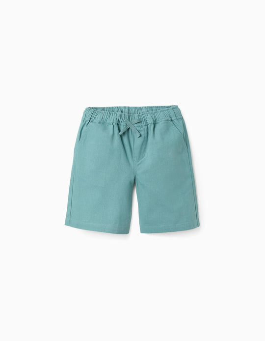Cotton and Linen Shorts for Boys 'Midi', Aqua Green